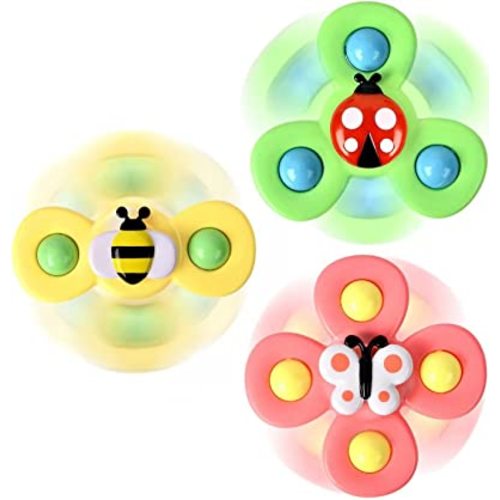 3PCS Suction Cup Spinner Toys for 1 2 Year Old Boys Spinning Toys Baby Toys 12-18 Months Sensory Toys for Toddlers 1-3 Easter Basket Stuffers Gifts for 1 Year Old Girls