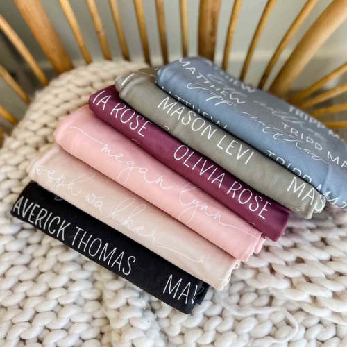 Personalized Baby Name Swaddle Blanket | Waffle Color Palette