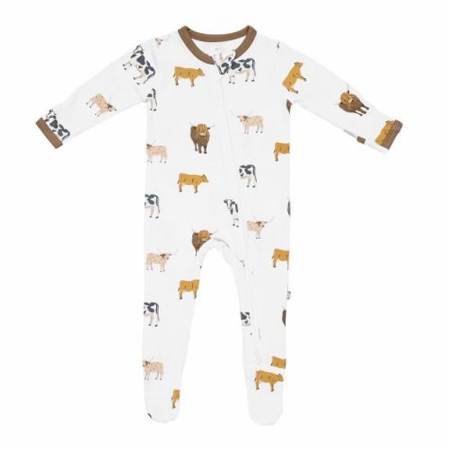 Kyte BABY Zippered Footie in Moo Moo 3-6 Months