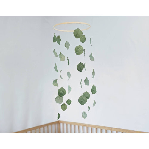 Long Eucalyptus Leaf Mobile - Gender Neutral Baby Decor - Sage Boho Crib Mobile - Green Hanging Cot Mobile - Botanical Nursery Decor
