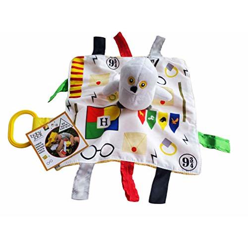Baby Jack & Co 10x10 Wizard Lovey Owl Tag Toy for Babies Witches - House Colors - Learn Wizardry - Soft & Safe - Learn Shapes & Colors - Ideal Baby Toy & Muggle Gift - BPA Free w/Stroller Clip