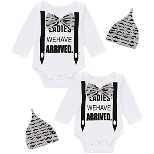Newborn Boy Matching Outfit Twins Bodysuit Ladies We Have Arrived Romper