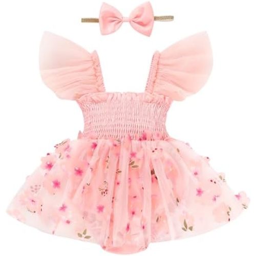 Baby Girl Clothes Infant Tulle Romper Ruffe Sleeveless Bodysuit Baby Girl Outfits Infant Girl Dress 0-18M