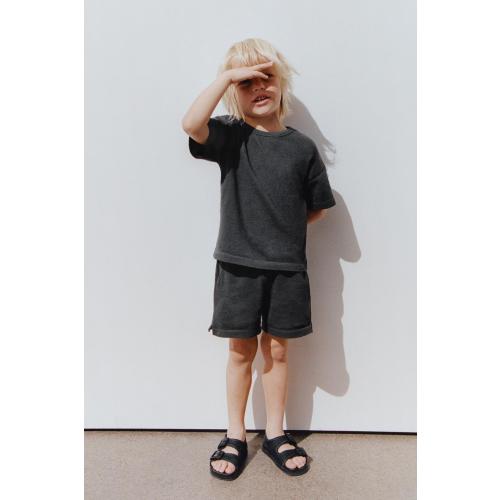 PLAIN T-SHIRT AND BERMUDA JOGGING SET - Anthracite grey | ZARA United States