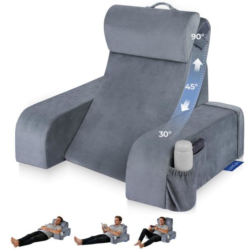 Amazon.com: Kayfia Reading Pillow, 30-90° Stepless Adjust Angle & Height, Large, Grey | 2 in 1 Back Wedge Pillow for Bed Sitting up, Adjustable Headrest, Backrest Pillow for Reading/Gaming/Working in Bed or Couch