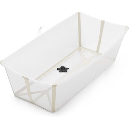 Stokke Flexi Bath X-Large, Sandy Beige - 31.5 x 15.7 x 9.4 in - Best for Infants & Toddlers - Lightweight, Foldable & Easy to Store - Convenient to Use at Home or Traveling