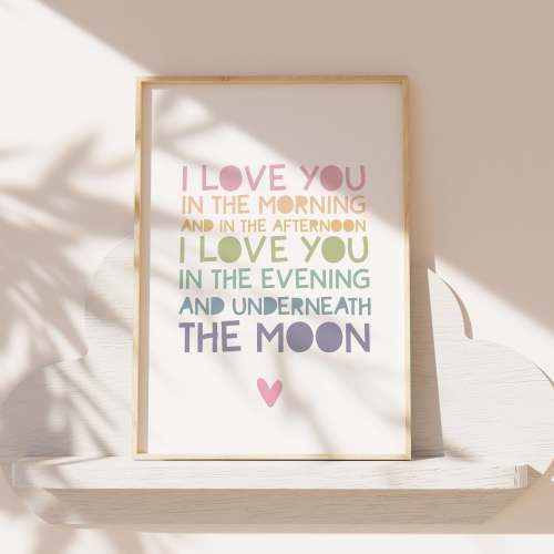 I Love You In The Morning And In The Afternoon, Girls Nursery Prints, Girls Nursery Decor, Heart Print, Girls Bedroom Decor Nursery Wall Art