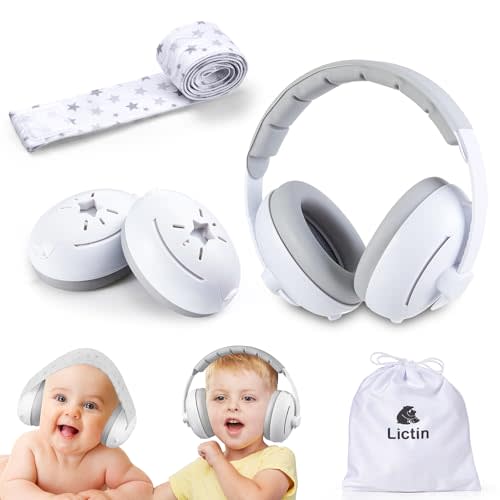Lictin 2-in-1 Baby Earmuffs Noise Protection, Infant Noise Cancelling Headphones, Star Noise Reduction Earmuffs for Babies