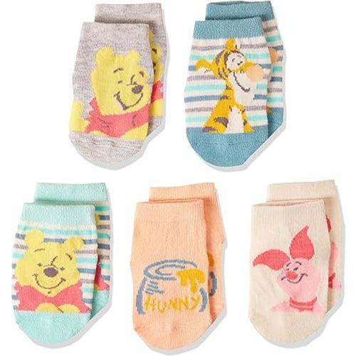 Winnie the Pooh Baby Girls' Disney 5 Pack Shorty Socks - 12-24 Months - Assorted Blue