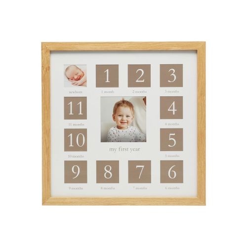 Kate & Milo I Love You to The Moon and Back First Year Frame, Baby Registry, Baby Shower, Wood, Gray