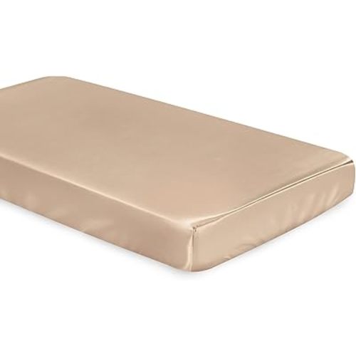 SiinvdaBZX Satin Crib Sheets for Baby Hair, Silky Soft Beige Crib Fitted Sheets for Standard Crib and Toddler Mattress, 28 x 52 x 8In (Pack of 1)