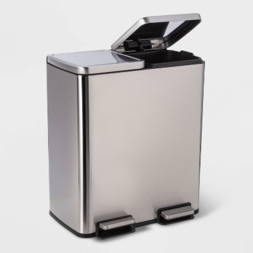 60L Stainless Steel Step Trash and Recycle Can - Brightroom™