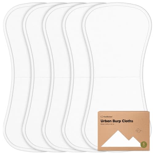 Organic Burp Cloths Baby Boy & Girl - 5-Pack Super Absorbent Cotton Burping Cloths for Babies, Soft & Plush Newborn Spit Up Rags, Infant Towels for Milk Spit Up, Unisex, Large 21" x 10" (Soft White)