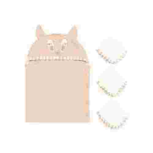 Bambi Baby Bath Set Hooded Towel and 3 Soft Washcloths One Size