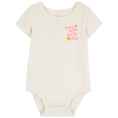 Baby Best Buds With Dad Cotton Bodysuit - 3M - Style,Ivory