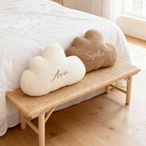 Personalized Cloud Pillow | Embroidered Name, Sherpa Fleece Nursery Decor
