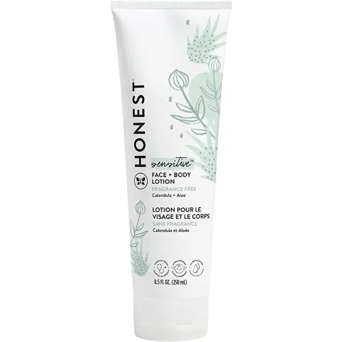 The Honest Company Hydrating Face + Body Lotion | Fast Absorbing, Naturally Derived, Hypoallergenic | Fragrance Free Sensitive, 8.5 fl oz