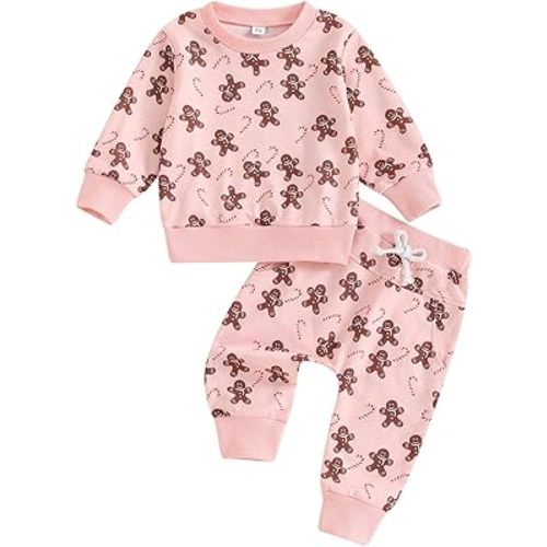 Kaipiclos Baby Girl Fall Winter Clothes Toddler Sweatsuit Outfit Floral Print Sweatshirt Long Sleeve Shirt Top Pants Clothing