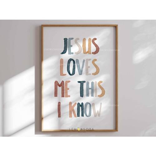 Jesus Loves me this I know Christian kids educational poster PRINTABLE Church Sunday school Christian Nursery preschool homeschool classroom