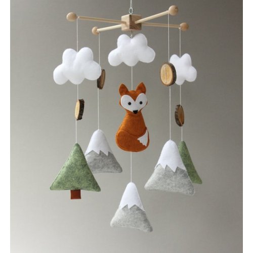 fox mobile woodland mobile woodland nursery woodland decor rustic mobile mountains mobile mountains nursery baby mobile birch tree mobile