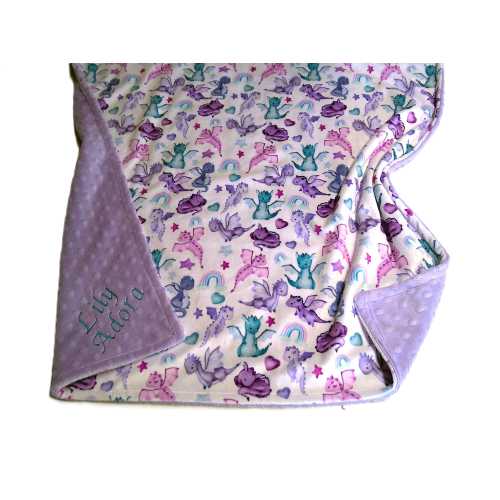 Baby Dragons Blanket - Girls Purple Dragon Blanket - Personalized Baby Blanket - Toddler Dragon Gift - Minky Blanket - Gender Neutral Baby
