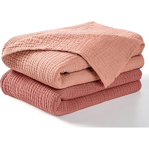 Muslin Swaddle Blankets - 2 Pack - Rose and Pink