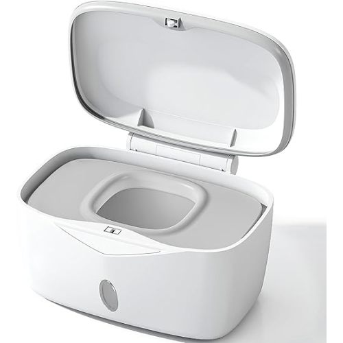 Wipes Dispenser with Weighted Plate, X2 PRO, Seposeve Perfect Pull Baby Wipe Holder, Refillable Wipe Container, Keeps Wipes Fresh, One-Handed Operation. Non-Slip, Easy Open/Close Wipes Case, Grey