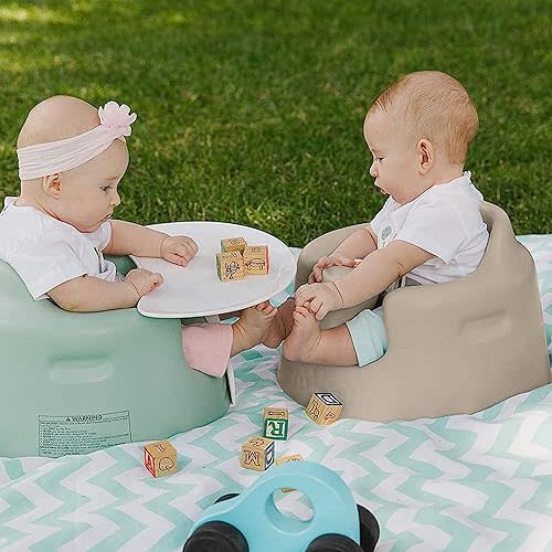 Bumbo Baby Infant Soft Foam Comfortable Support Wide Floor Seat with 3 Point Adjustable Harness for Ages 3 to 12 Months, Taupe