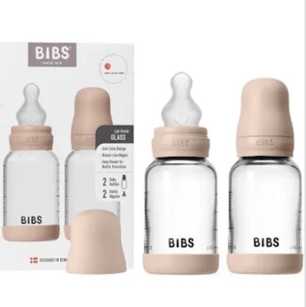 Bibs Glass Bottle Complete Set + Silicone 120ml Ivory