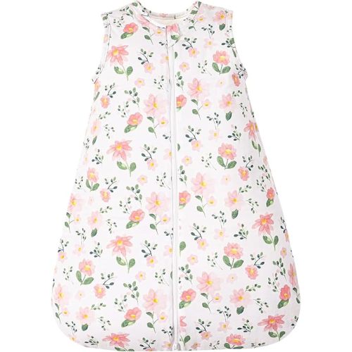 PHF 100% Cotton Baby Sleep Sack 2.5 TOG, 6-12 Months Winter Baby Wearable Blanket With 2-Way Zipper, Warm Comfy Quilted Sleeping Bags, Infant Sleeping Sack for Baby Girls, Medium Size, Floral