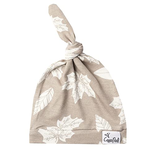 Baby Beanie Hat Top Knot Stretchy Soft"Oak" by Copper Pearl