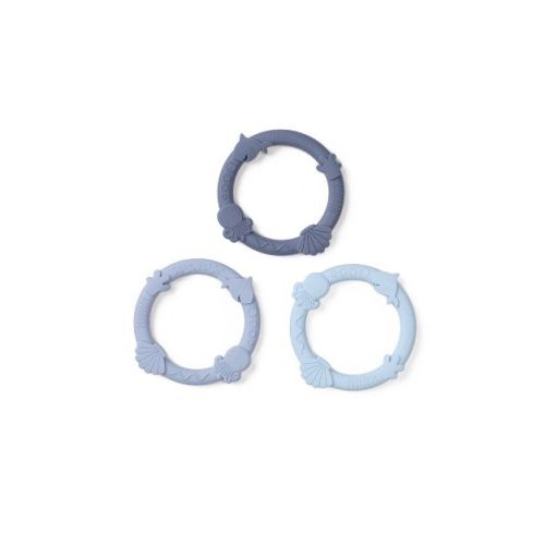 Loulou Lollipop Silicone Wild Teether Ring Soother Set - Blue Fog 3pc