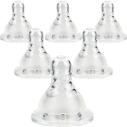 Silicone Nipple for Dr. Brown's Narrow Baby Bottle & Glass Bottles,Level 3 Nipples, Fast Flow, 6m+, 6 Count