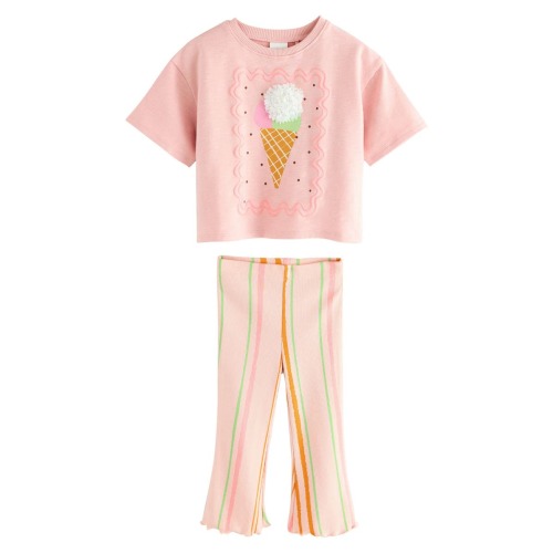 Kids' Cotton Graphic Sweatshirt & Stripe Leggings Set, 12-18M