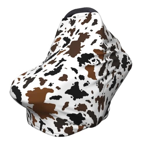 Brown Cow Print Western Baby Stuff Car Seat Covers Multi-Use Car Seat Canopy Carrier Cover, Breathable Breastfeeding Cover Boys & Girls