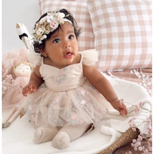 The Rose Champagne Baby Girl Romper – Arabella & Rose
