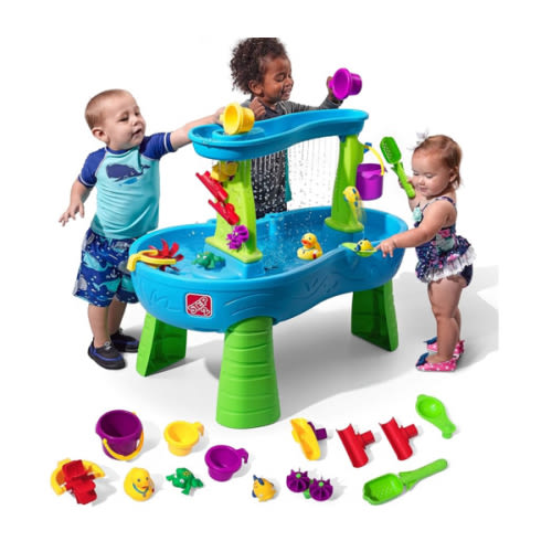 Step2 Rain Showers Splash Pond Toddler Water Table, Kids Water and Sand Activity Sensory Playset, Summer Outdoor Toys, 13 Piece Toy Accessories, For Toddles 1.5+ Years Old