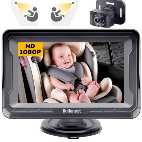 DoHonest Baby Car Camera HD 1080P - Rear-Facing Car Baby Monitor with Night Vision, Adjustable View Angle, Easy Setup, Anti-Glare Display, Safety for Kids & Infants