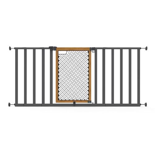 Summer Infant Ingenuity Thruway 60XW Series Extra Wide Safety Pet&Baby Gate,30"-60" Wide,26" Tall,Pressure or Hardware Mounted,Install Wall to Wall in Doorway or Stairway–Honey Oak Stained Wood&Metal