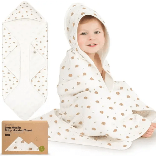 KeaBabies Muslin Baby Bath Towels with Hood for Girls, Boys, Large Organic Cotton Hooded Baby Towels for Newborns, Toddlers, Infant, Kids, Soft Absorbent Newborn Bath Essentials Gift Set (Bruce)