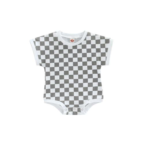 Franhais Infant Baby Unisex Casual Romper, Plaid Printed Short Sleeve Round Neck Triangle Bodysuit