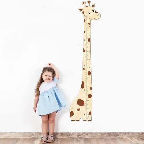Wooden Growth Chart For Kids, Boys & Girls, Cute Giraffe Bakari Decor for Kid Room, Height Growth Chart For Wall, Measuring Chart Ruler, Boy Bedroom, Playroom, Nursery Decor