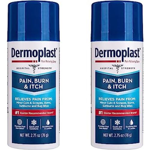 Dermoplast Pain, Burn & Itch Relief Spray for Minor Cuts, Burns and Bug Bites, 2.75 Oz, Pack of 2 (Packaging May Vary)
