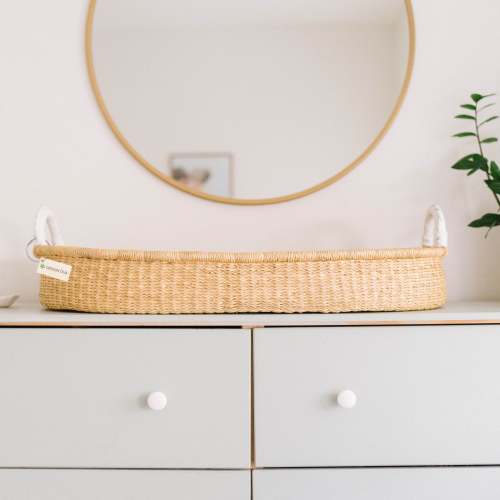 Handwoven Changing Basket: Natural White