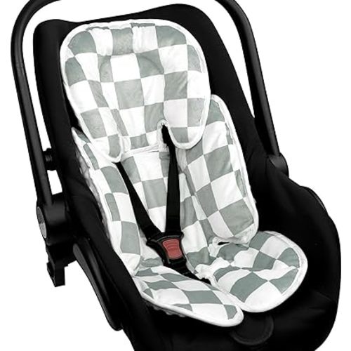 DILIMI Infant Car Seat Insert, 2-in-1 Carseat Head Support for Newborn, Soft Baby Head Support for Car Seat, Stroller, Bouncers, Green Checkered