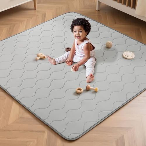 Baby Play Mat for Floor,50 x 50 Playpen Mat,Soft Crawling Playmate for Tummy Time and Travel,Washable&Easy Storage,Non-Slip Foam Floor Mats for Toddlers' and Infants' Play or Relax(Grey)