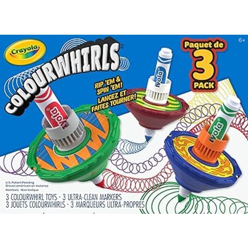 Crayola Colourwhirls (3ct), Gyro Spin Art Toy, Battling Spinning Top for Kids, Recess Toys, First Grade Classroom Arts & Crafts for Kids, Back to School Gift