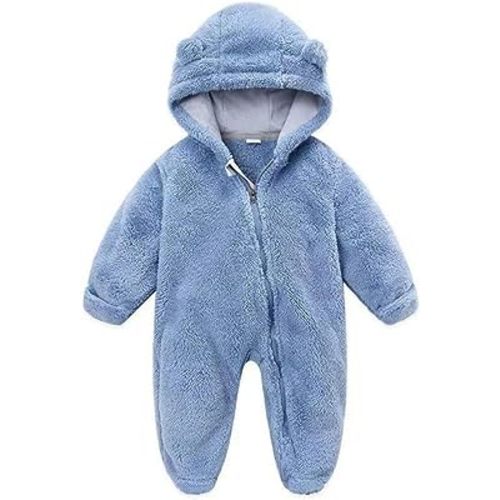 UVIPC Newborn Baby Fleece Footie Snowsuit Winter Onesie Cartoon Bear Warm Hooded Outfits for Girls Boys