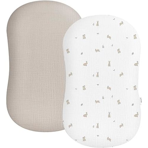 Muslin Baby Lounger Cover 2 Pack, Soft Breathable Newborn Lounger Pillow Cover for Boys Girls Infant