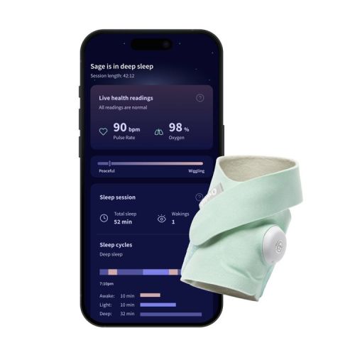 Owlet Dream Sock - Smart Wearable Baby Breathing and Movement Monitor with Live Heart Rate & Oxygen Alerts - Mint